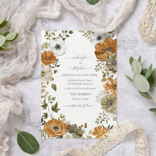 Rustikale Herbst-Blumen-Rust-Hochzeitseinladung Einladung