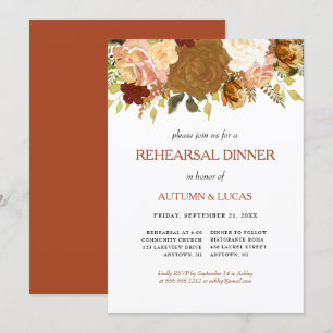Rustikale Herbst-Blumen-Rust-Probe-Dinner-Einladun Einladung