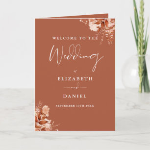 Rustikale Herbst-Blumen-Script-Hochzeit Programm