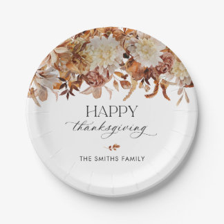 Rustikale Herbst-Blumen-Thanksgiving-Papierplatten Pappteller