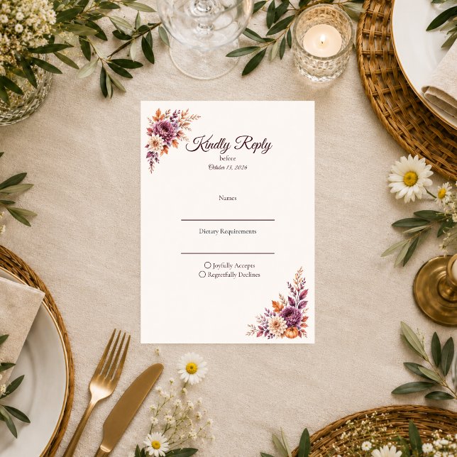 Rustikale Herbst-Blumenhochzeit RSVP Karte (Von Creator hochgeladen)