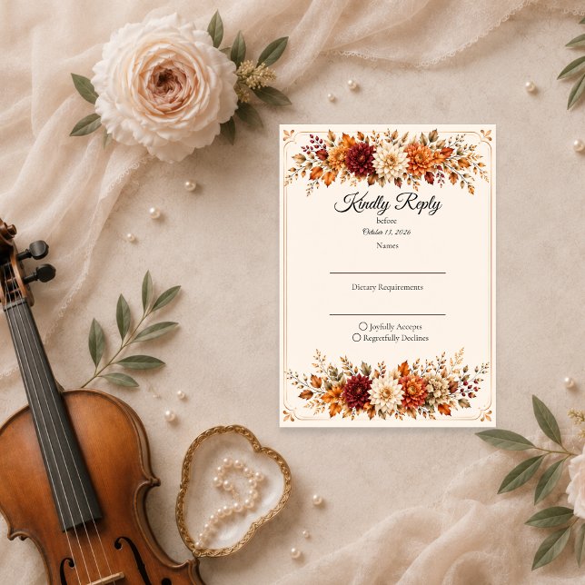 Rustikale Herbst-Blumenhochzeit RSVP Karte (Von Creator hochgeladen)