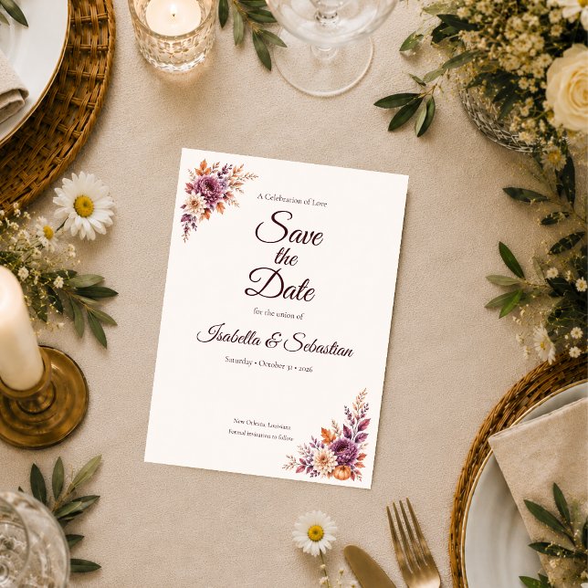Rustikale Herbst-Blumenhochzeit Save The Date (Von Creator hochgeladen)