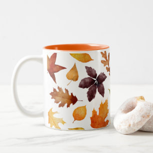 Rustikale Herbst-Botanik-Blätter Zweifarbige Tasse