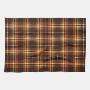 Rustikale Herbst-Ernte-Tartan-Karo Orange & Braun Geschirrtuch