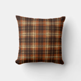 Rustikale Herbst-Ernte-Tartan-Karo Orange & Braun Kissen