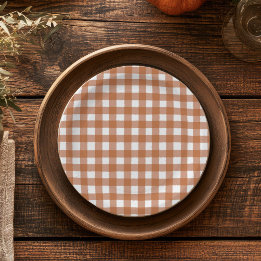 Rustikale Herbst-Gingham-Dinnerparty Pappteller