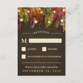 Rustikale Herbst-Herbstleaves Hochzeitskarten RSVP Karte