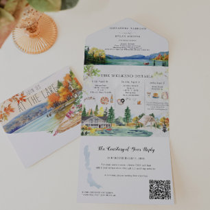 Rustikale Herbst-Hochzeit am See All In One Einladung