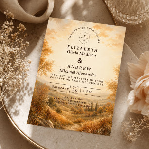 Rustikale Herbst-Hochzeit im Freien Einladung
