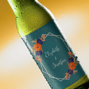 Rustikale Herbst-Hochzeit in Orange und Marineblau Bierflaschenetikett