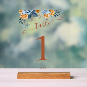 Rustikale Herbst-Hochzeit Terrakotta Blau Eukalypt Acrylschild