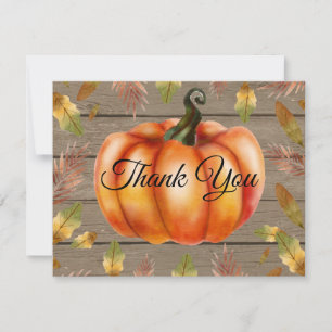 Rustikale Herbst-Kürbis-Orange-Dankeskarten Dankeskarte