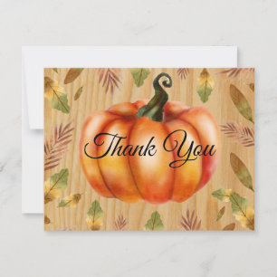 Rustikale Herbst-Kürbis-Orange-Dankeskarten Dankeskarte