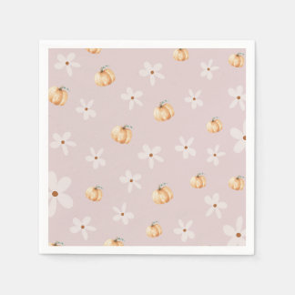 Rustikale Herbst-Kürbis- und Daisy-Baby-Party Serviette
