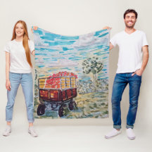 Rustikale Herbst-Kürbiswagen-Ernte-Illustration