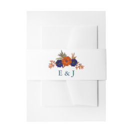 Rustikale Herbst-Orangenblauer Blumenhochzeit Einladungsbanderole