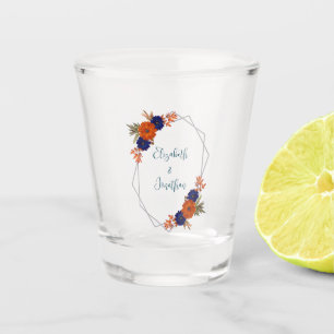 Rustikale Herbst-Orangenblauer Blumenhochzeit Schnapsglas