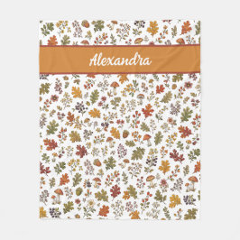 Rustikale Herbst-Pilz-Blätter-Wald-Monogramm-Name Fleecedecke