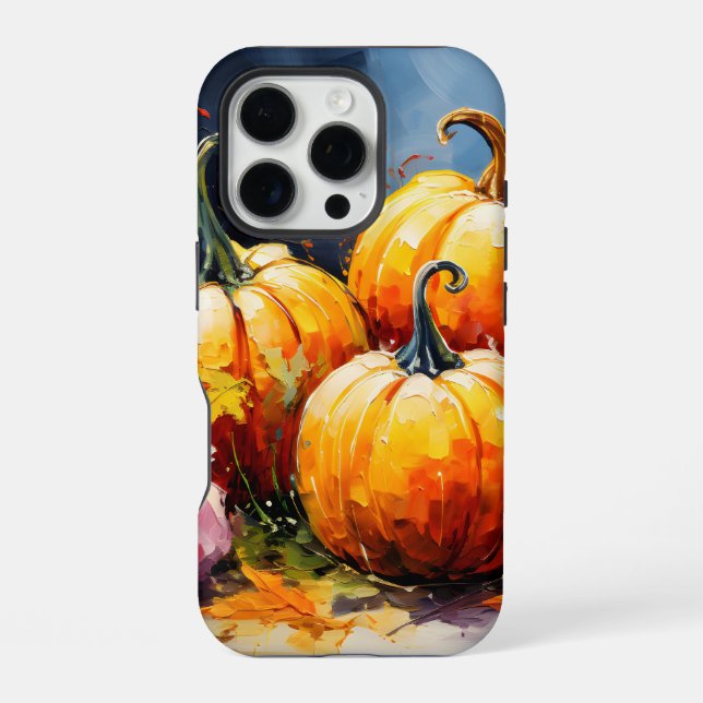 Rustikale Herbst-Pumpkin-Bunte-Herbstblätter iPhone Hülle (Rückseite)