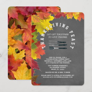 Rustikale Herbst-Schiefertafel Thanksgiving-Dinner Einladung