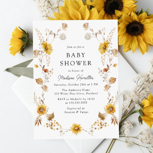 Rustikale Herbst-Sonnenblumen-Baby-Party Einladung