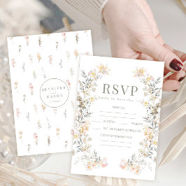 Rustikale Herbst Tiny Wildblume Hochzeitskarten RSVP Karte