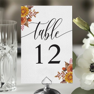 Rustikale Herbst-Wasserfarben-Blumen-Hochzeit im H Tischnummer