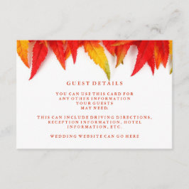 Rustikale Herbstausgabe Hochzeit im Herbst Gästeda Begleitkarte