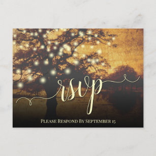 Rustikale Herbstbaum- und Lichtseieneihe RSVP Postkarte