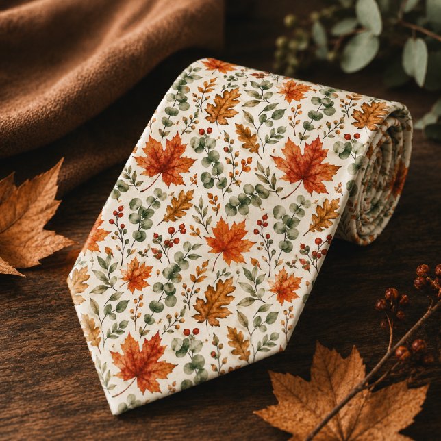 Rustikale Herbstblätter-Creme-Hochzeit Botanisch Krawatte (Von Creator hochgeladen)