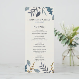 Rustikale Herbstblätter fallen auf Hochzeit Menükarte