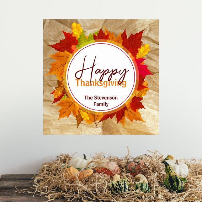Rustikale Herbstblätter Familie Thanksgiving Poster (Von Creator hochgeladen)