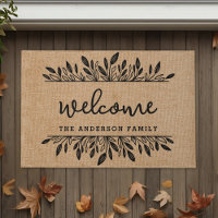 Rustikale Herbstblätter Familienname Willkommen