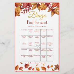 Rustikale Herbstblätter Finden das Gast-Bingo Flyer