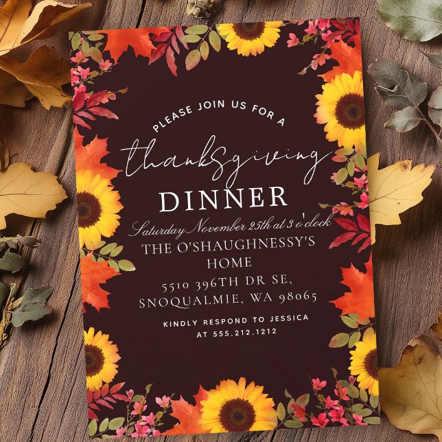 Rustikale Herbstblätter Florales Erntedank-Dinner Einladung (Von Creator hochgeladen)