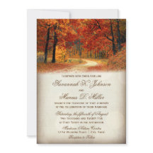 Rustikale Herbstblätter Herbst-Hochzeitseinladunge