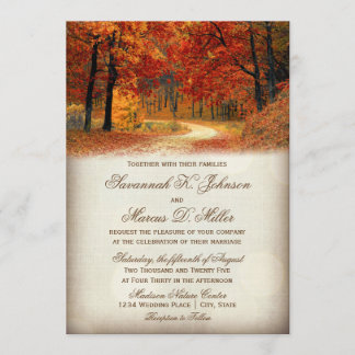 Rustikale Herbstblätter Herbst-Hochzeitseinladunge Einladung