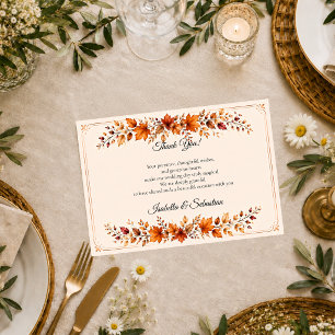 Rustikale Herbstblätter-Hochzeit Dankeskarte