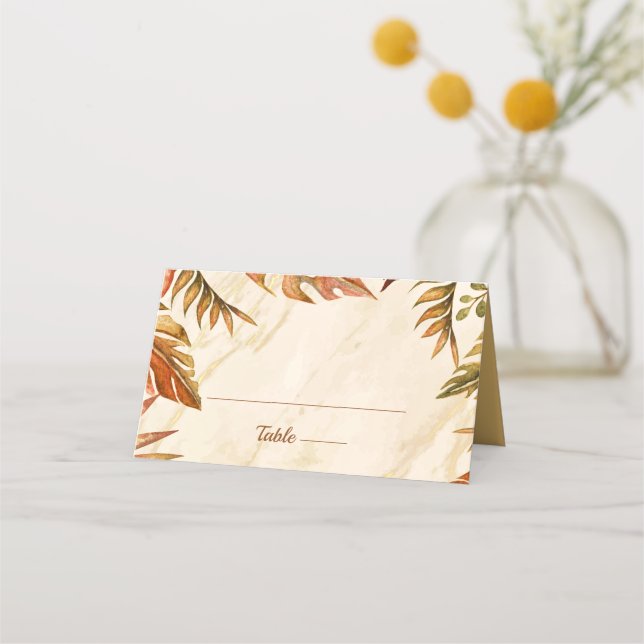 Rustikale Herbstblätter Hochzeit geflochtene Platz Platzkarte (Vorderseite)