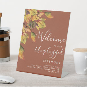 Rustikale Herbstblätter Hochzeit ohne Stecker Sockelschild
