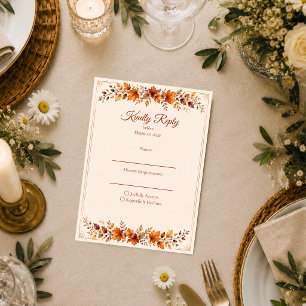 Rustikale Herbstblätter-Hochzeit RSVP Karte