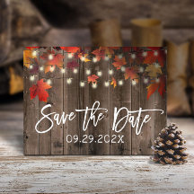 Rustikale Herbstblätter Hochzeit Save the Date