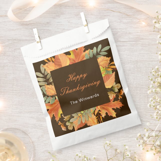Rustikale Herbstblätter quadratischer Erntedank  Geschenktütchen (Ausgeschnitten)