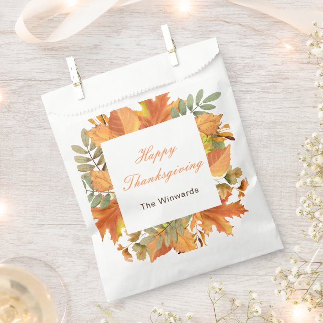 Rustikale Herbstblätter Quadratisches Erntedankfes Geschenktütchen (Ausgeschnitten)