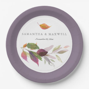 Rustikale Herbstblätter Wasserfarbe Thanksgiving Pappteller