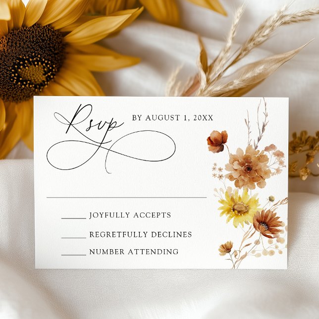 Rustikale Herbstblumen und Wildblumen Hochzeiten RSVP Karte (Von Creator hochgeladen)