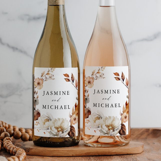 Rustikale Herbstblumenzeremonie Weinetikett (Von Creator hochgeladen)