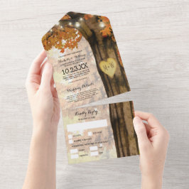 Rustikale Herbstblüten All In One Einladung