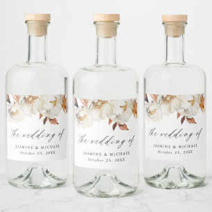 Rustikale Herbstblütenhochzeit Alkoholflaschenetikett